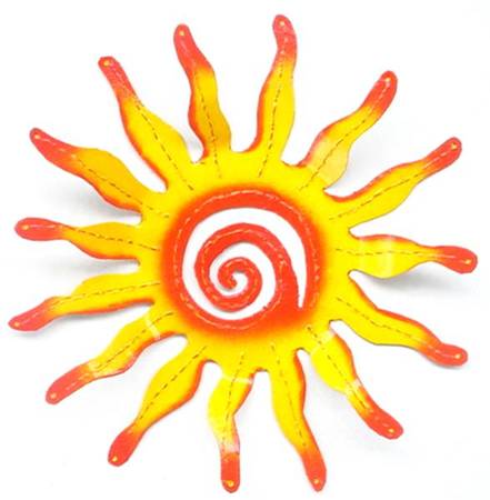 13in Yellow Wavy Sun Wall Decor